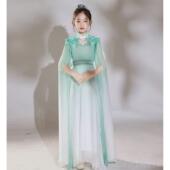 高档出202古4新款 国风女童弹筝演服儿童琵琶演中奏大合唱礼服主持