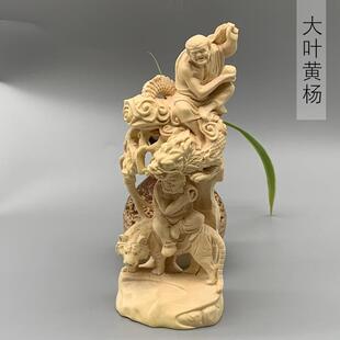 大叶黄杨木雕刻降龙伏虎款摆件摆饰规格130×50×45家居客厅装饰