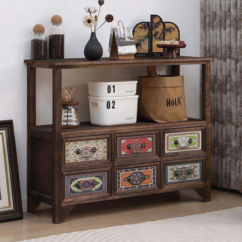 中古风玄关柜彩绘柜子复古实木斗柜抽屉式收纳柜储物柜多功能边柜,鲜花速递/花卉仿真/绿植园艺,割草机/草坪机,淘宝优惠券,粉丝福利购,淘宝优惠卷