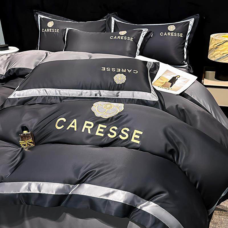 轻奢高级凉感冰丝床上四件套夏季水洗真丝滑裸睡被套床品床单床笠