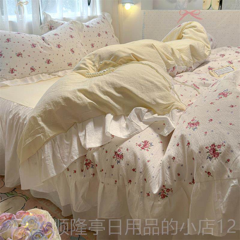正品韩式风花边上用品四件套少心纯棉床单女被床套1.5/18m宿舍.三