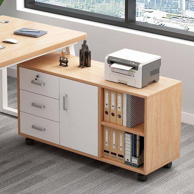 办公室文件柜带锁储物柜子资料收纳柜桌下侧边柜矮柜打印机置物柜