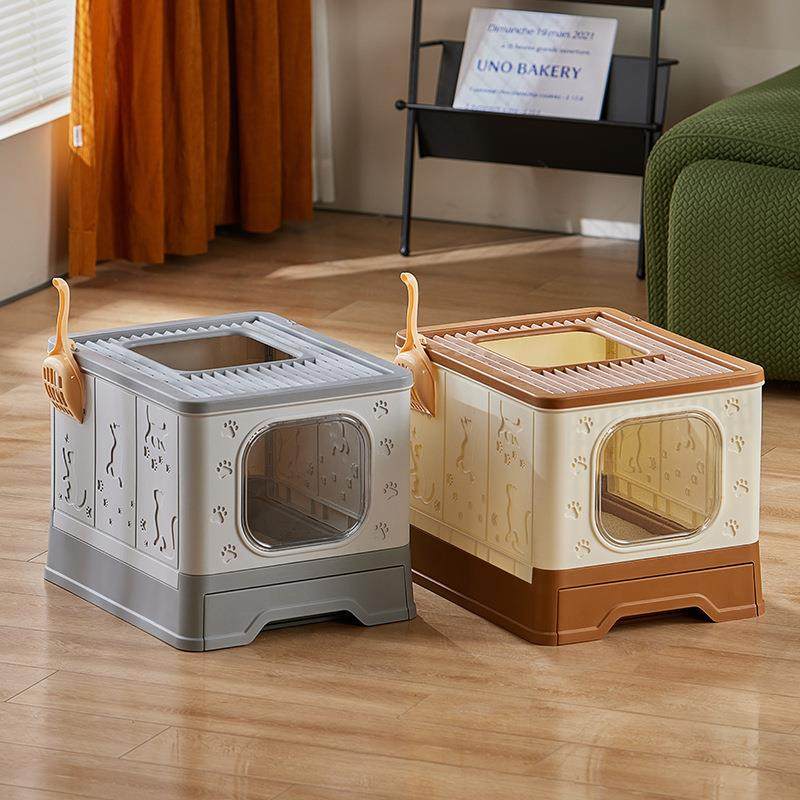 顶出式猫砂盆加大加深防带砂封闭折叠抽屉式猫厕所现货宠物猫