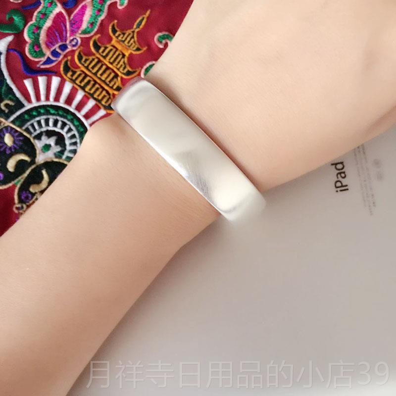 高档预实言心重工99足银手镯女纯银饰品侣情银镯子年轻9男款简约