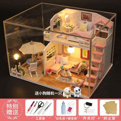高档d装iy小屋手工型创意圣 成人迷你手工房子拼店铺模玩具诞情人