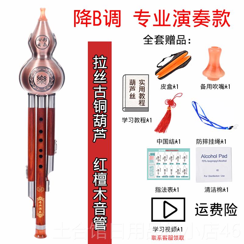 高档镀铜红木专演奏葫业丝调降B调A调成人儿童初学芦生防摔7孔C乐