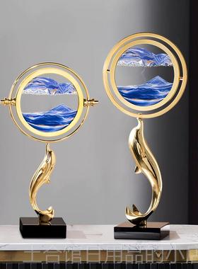 高档轻玄奢流沙画摆件高档大气厅关办居公室高级感创意沙漏家装饰