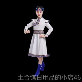 高档古儿童蒙舞蹈表演服装白马鸿舞雁顶碗舞筷族子舞少数民族台演