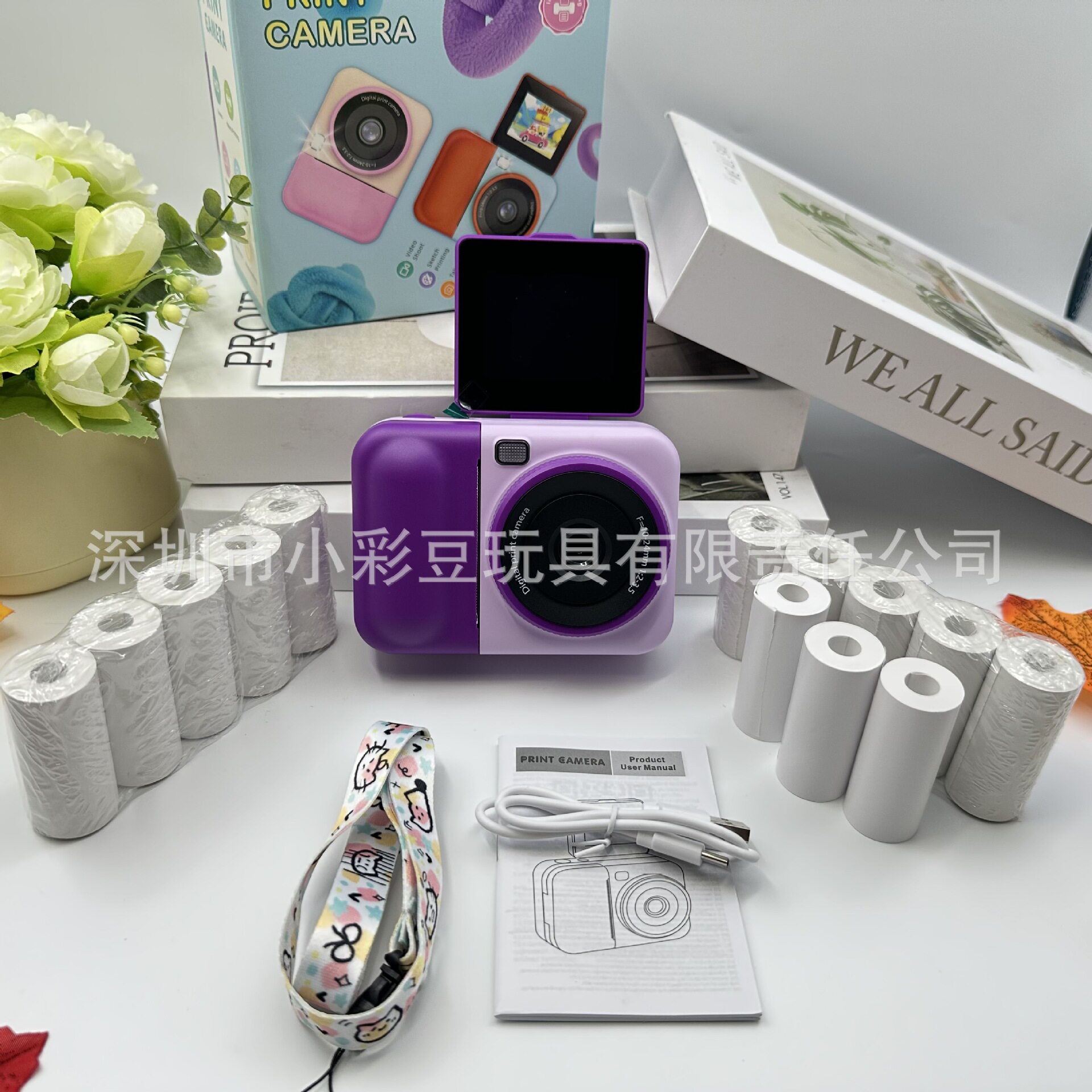 跨境新款彩色纸儿童拍立得打印相机即拍即得便携式高清数码照相机