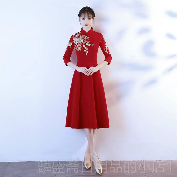 正品大型合唱团表演新女205礼仪装中式服装欢迎奖长裙女2唱红歌图片