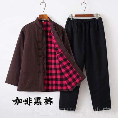 正品老粗布年唐装棉袄男装秋冬纯棉加厚外套中装式复古汉服套中老
