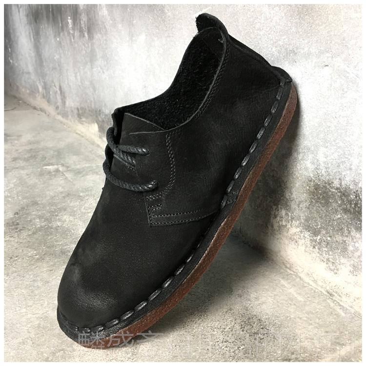 正品牛复古英伦手工底筋男鞋单层开皮车皮鞋宽脚真软底头层牛皮休