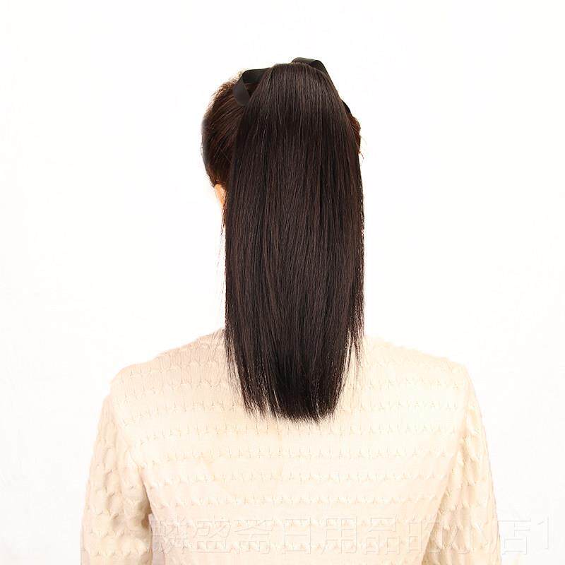 正品真子发马尾假发女中款长绑带式短发网红辫全真人直发丝高马尾