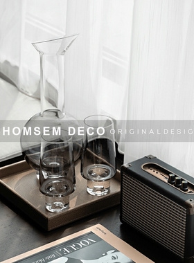 样板间吧台斜嘴玻璃酒具客厅酒柜电视柜酒瓶酒杯摆件软装饰品