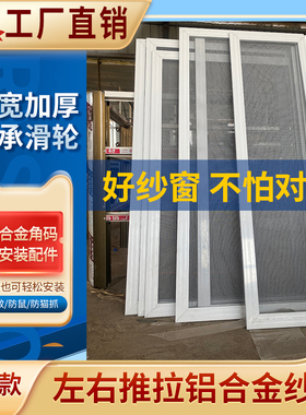 推拉式自装白色塑钢高透纱窗不锈网铝合金沙定制做防蚊平移阳台门