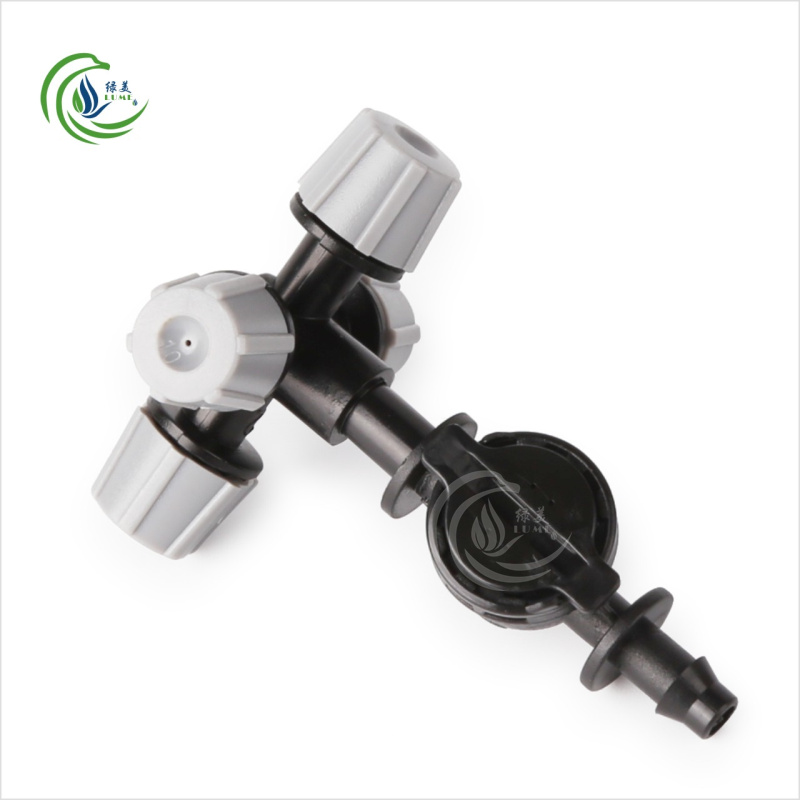 不可调灰色十字雾化微喷头  四出口大棚温室加湿降温除尘倒挂喷雾