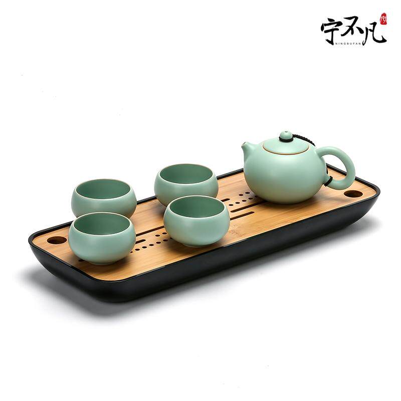 宁不凡汝窑茶具套装开片陶瓷茶壶茶杯家用办公一壶四杯功夫茶具套