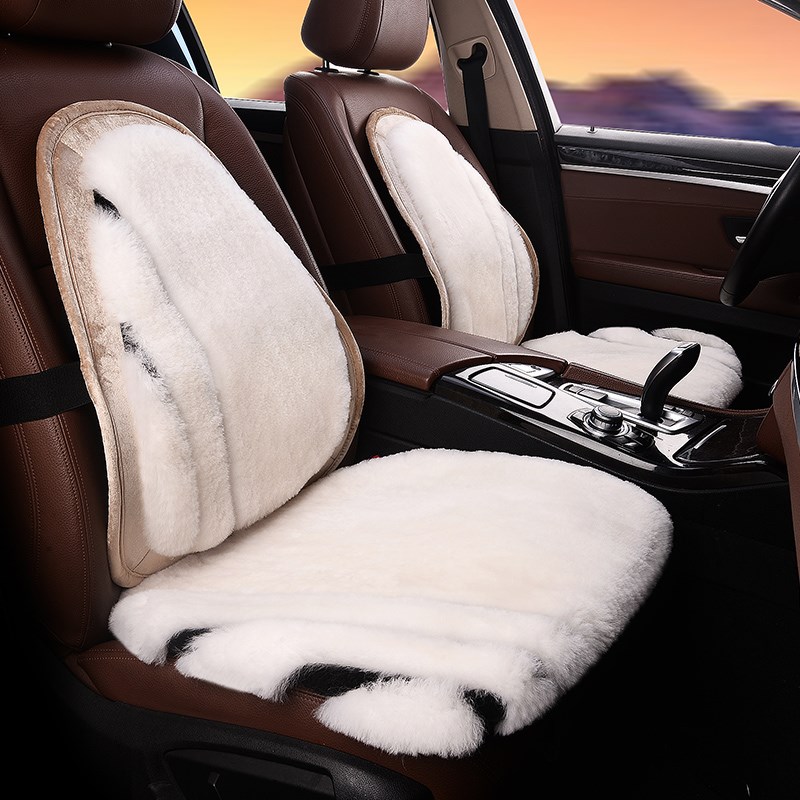 冬季纯羊毛汽车坐垫单片无靠背三件短毛绒皮毛一体单个屁屁座垫