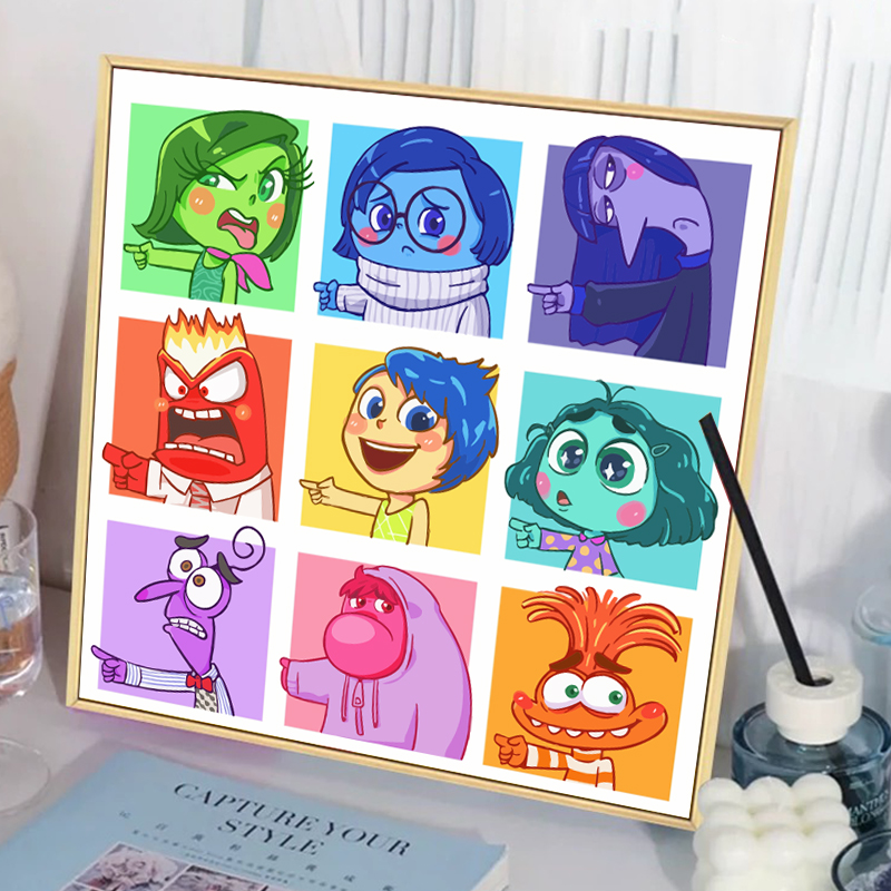 头脑特工队卡通数字油画diy填充丙烯填色手工涂色儿童益智小尺寸