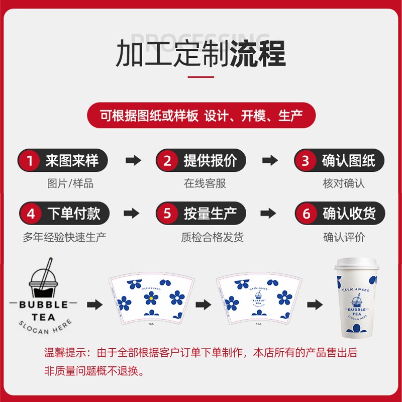 加厚奶茶杯子700cc打包杯 一次性古风咖啡纸杯带盖子定制