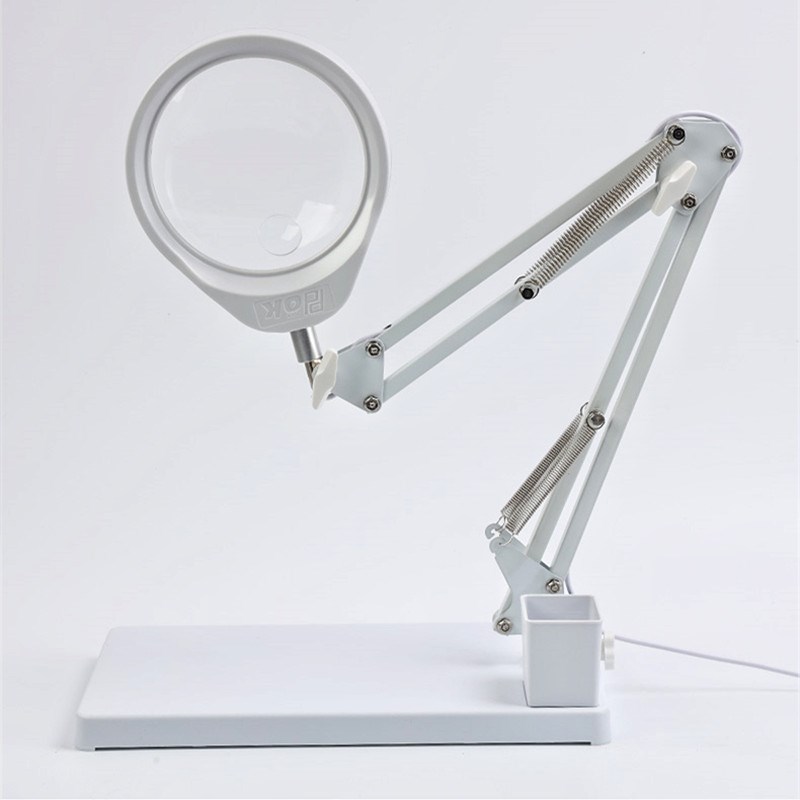 PDOK夹台式放大镜带灯LED织补缝补纺织挑燕窝电子维修专用工作台