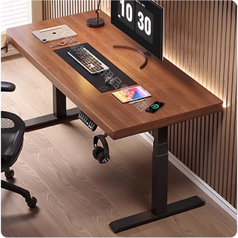 实木电动升降桌加高电脑桌可升降电竞桌子家用学习书桌办公工作台
