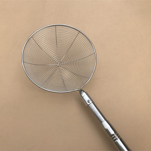 不锈钢漏勺捞网 8m螺口金属捞泥鳅勺头 不锈钢伸缩压花杆 单节竿