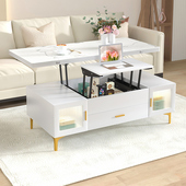 升降茶几餐桌两用一体式 多功能餐桌小户型家用奶油风折叠茶几桌子