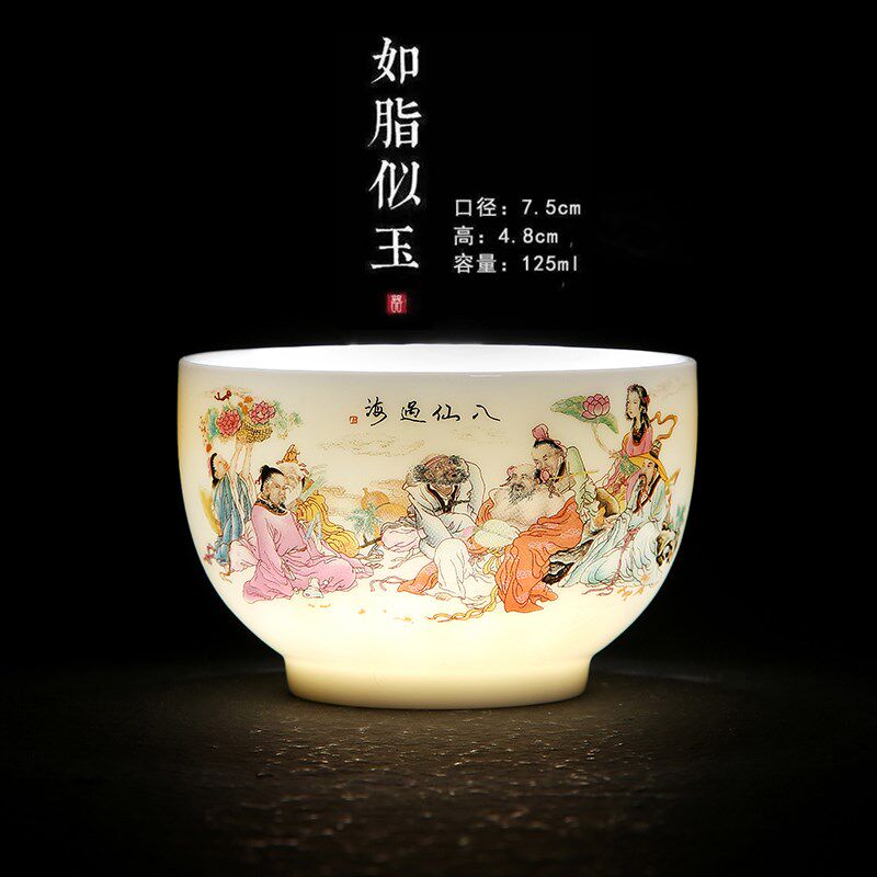 羊脂玉陶瓷茶具茶杯主人杯单杯品茗杯茶盏茶碗白瓷家用酒杯个人杯