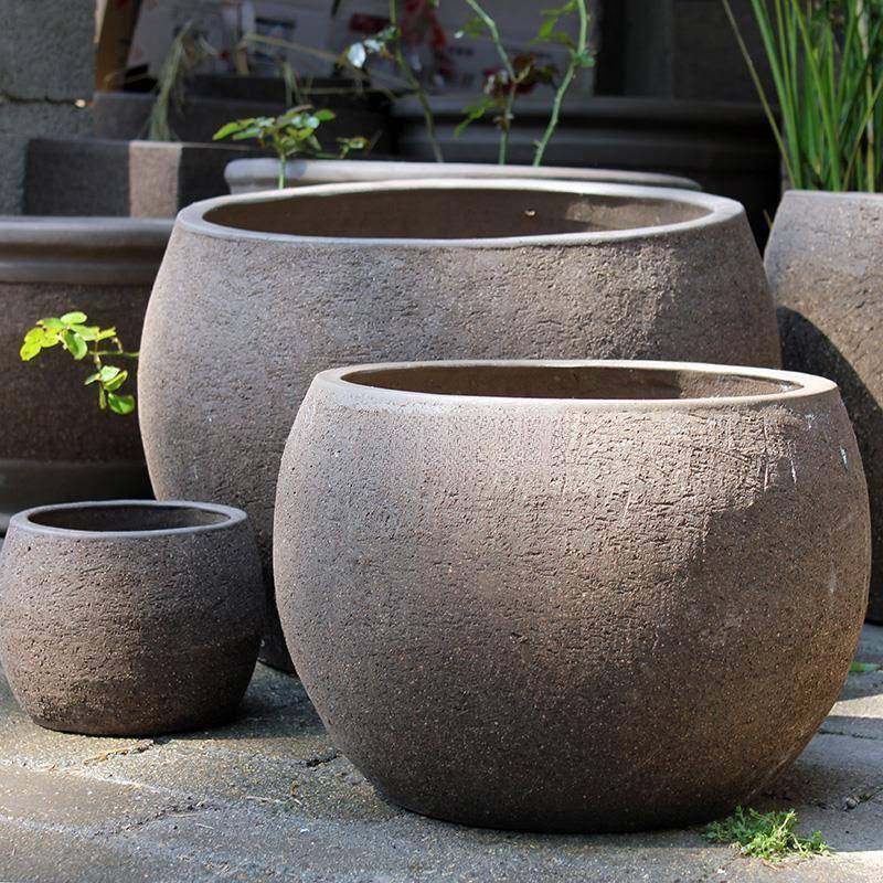 *复古特大号紫砂陶瓷庭院水缸家用大花盆室外口径粗陶花盆