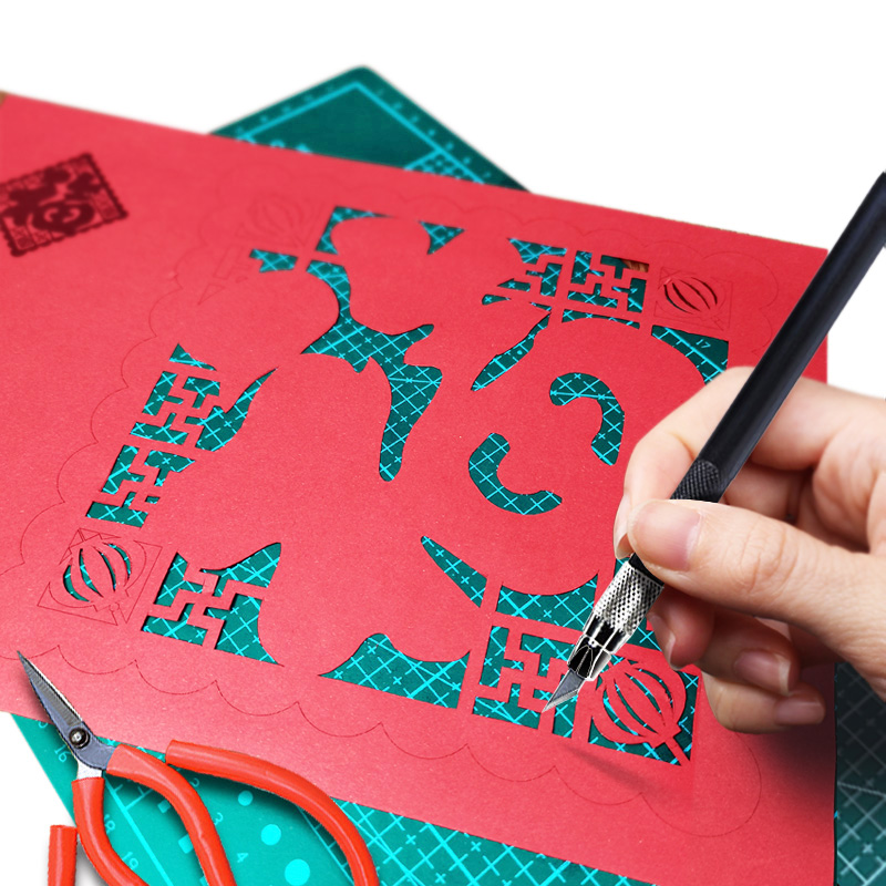 学生传统文化手工益智剪纸课刻纸窗花图案图样模板底稿工具材料包