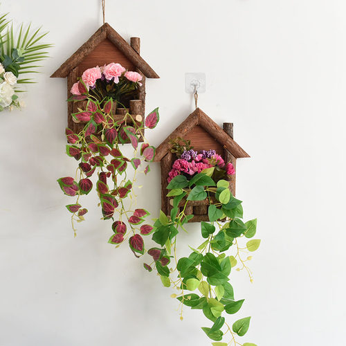 墙上壁挂花盆花篮装饰家居客厅悬挂墙壁摆件挂件插花挂墙篮子