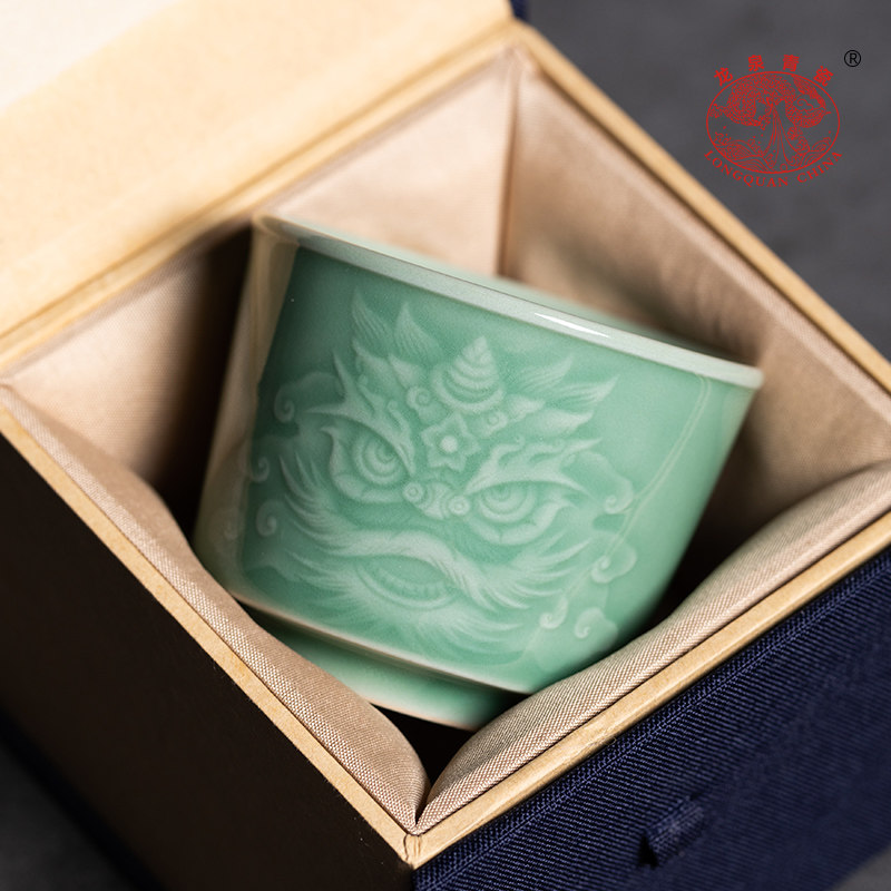 龙泉青瓷主人杯单杯手工个人创意醒狮小功夫喝茶杯陶瓷品茗杯子
