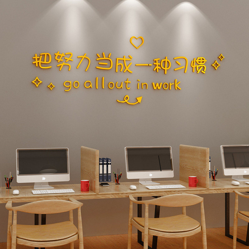 习惯努力励志标语文字贴纸办公室墙面布置墙贴公司企业文化墙装饰