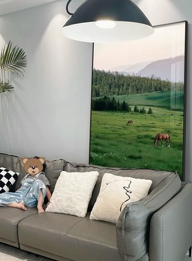 我的阿勒泰高级感走廊过道挂画绿色治愈系客厅壁画风景玄关装饰画