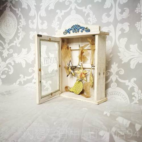 正品法式收乡村实木首饰盒 墙上小饰装品饰盒挂件 盒覆古风钥匙纳