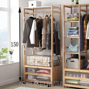 晒架卧室挂衣架家用简木易凉衣服衣 正品 竹晾衣架地室落内单杆式