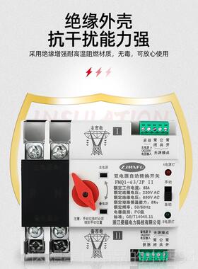 正品双电源相自动转换开关63A 2P断切换不电PC级单 220V切换TSA转