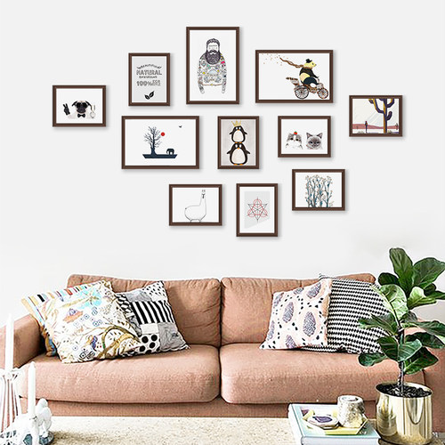 空白墙客厅餐厅卧室背景墙装饰照片墙实木相框组合 洗照片免打孔