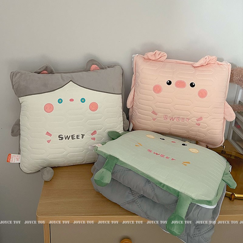 汽车抱枕被子两用夏季加厚毛毯办公室午睡抱枕二合一折叠被车用