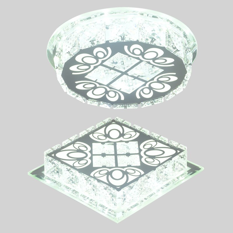 2024新款水晶过道走廊灯玄关入户灯嵌入式10公分筒灯明装变光LED