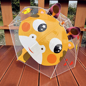 新款 透明儿童雨伞耳朵伞安全手开3D立体可爱熊猫加厚创意宝宝长柄