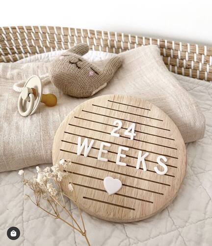 15*15厘米圆形纯橡木字母留言板宝宝满月周岁拍照道具迷你小黑板