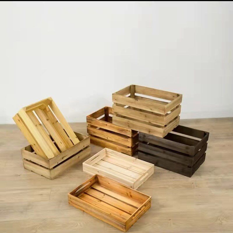 复古长方形水果木箱超市陈列展示组合柜木质收纳箱简易书箱实木箱