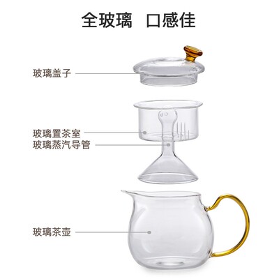 养生煮茶器小一人全玻璃多功能茶壶办公室小型蒸汽喷淋式自动迷你
