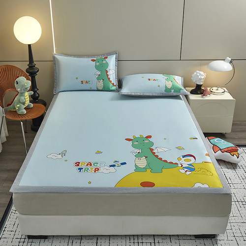 儿童冰丝席三件套卡通印花凉席丝滑凉感空调软席子幼儿园家用夏季