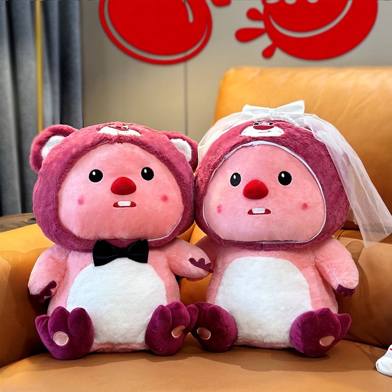 糊涂娘娘压床娃娃一对结婚新款高档可爱婚纱海狸公仔新婚玩偶抱枕