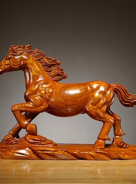 花梨实木质雕刻生肖马摆件红木马到成功家居客厅办公室装饰工艺品