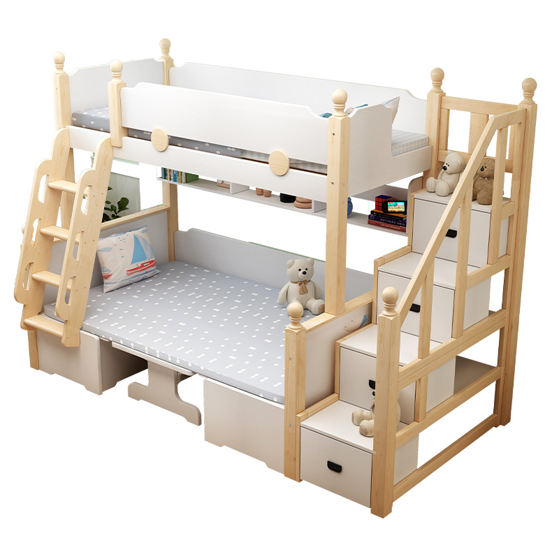 儿童床书桌床一体子母床上下铺木床小户型层床两层上下床高低床