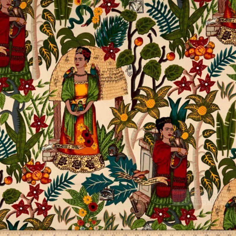 纽约下城公园进口布料种植园中的缤纷弗里达 沙发靠垫套桌布等